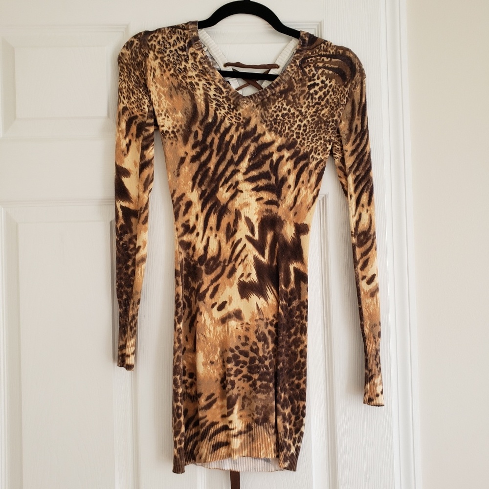 Sexy leopard sweater bodycon dress/tunic